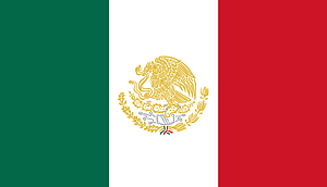 Flag of Mexico with Golden and Silver Arms