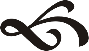 Ribbon Ornament Black Right Down