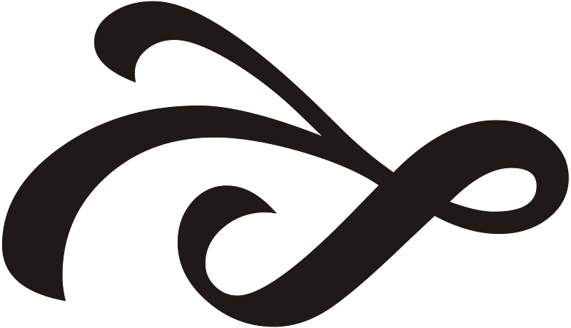 Ribbon Ornament Black Left Down