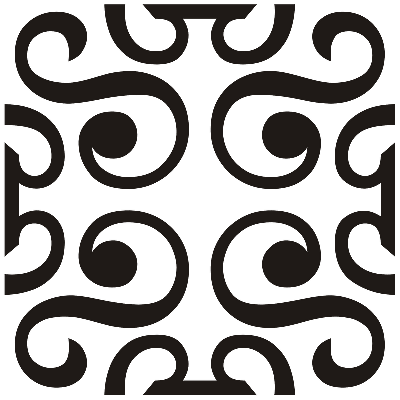 S-shaped Square Ornament Black