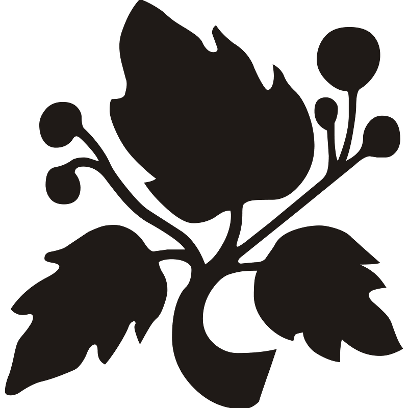 Twig&3Leaves Ornament Black R