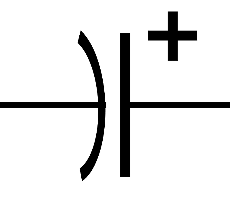 Polarized capacitor symbol