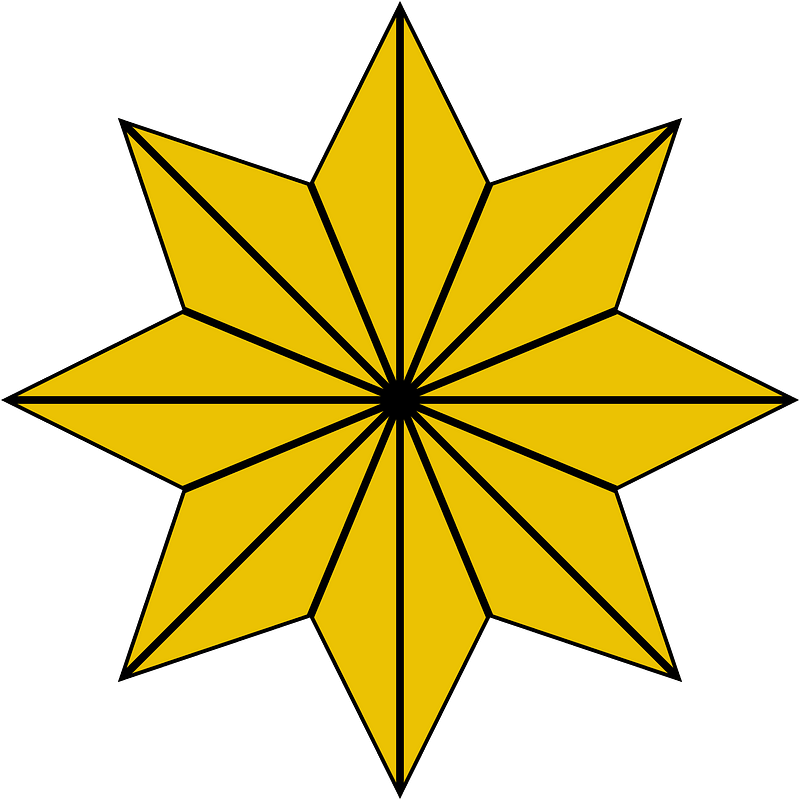 Eight-pointed star 16 radial lines