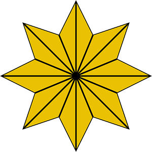 Eight-pointed star 16 radial lines