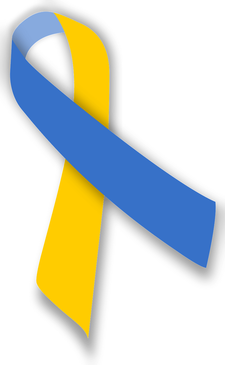 Blue and yellow ribbon