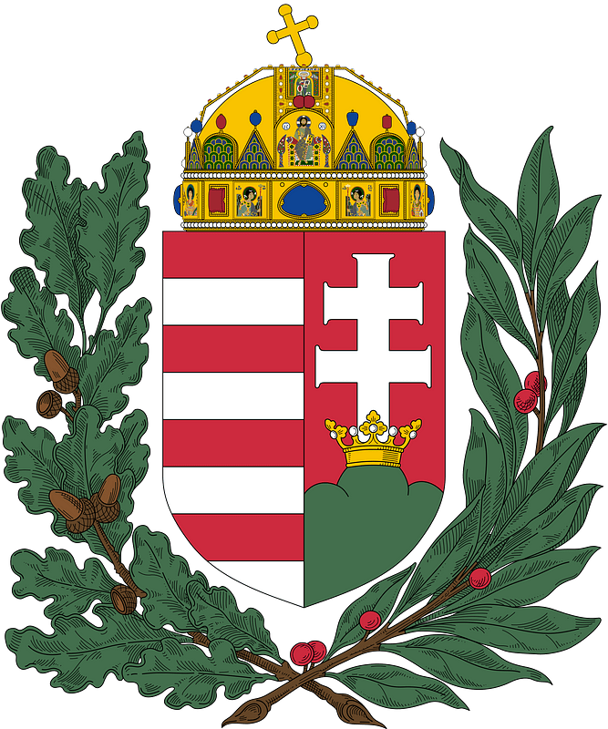 Coat of arms of Hungary (1915-1918, 1919-1946; oak and olive branches)