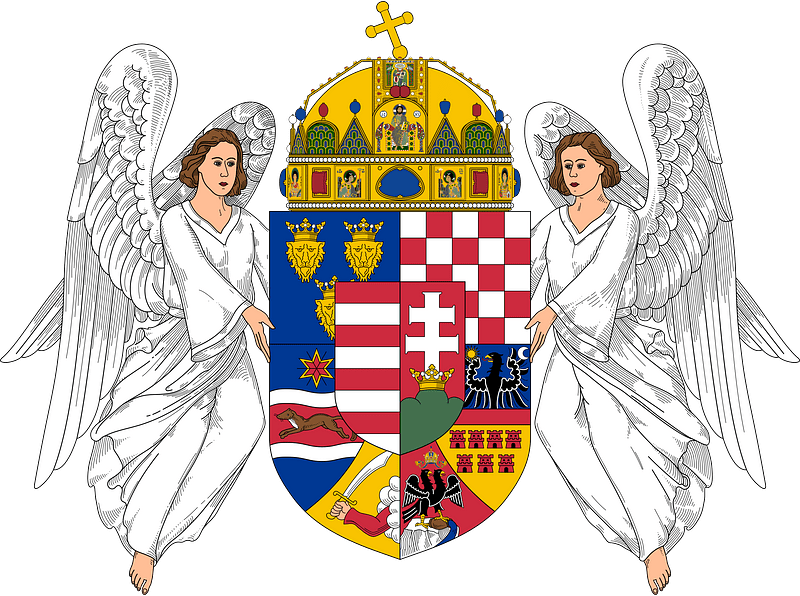 Coat of arms of the Lands of the Holy Hungarian Crown (1915-1918, 1919-1946; angels)
