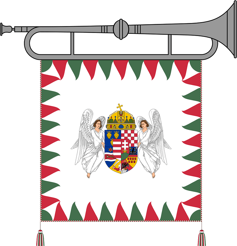 Standard for bicycle and motorised infantry battalions of the Royal Hungarian Defence Forces (1939-1945, with bugle)