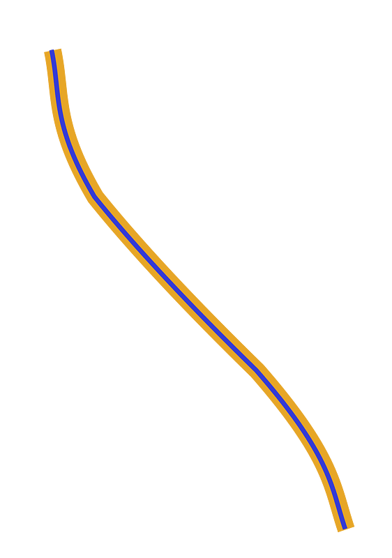 Hydrogeological map - symbol - stream with high salinity (color)