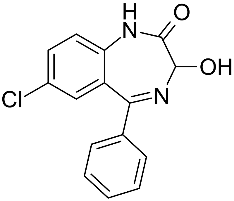 7-chloro-3-hydroxy-5-phenyl-1H-benzo(e)(1,4)diazepin-2(3H)-one 200