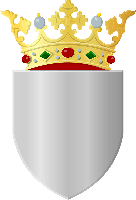 Silver shield with golden crown