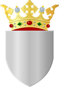 Silver shield with golden crown