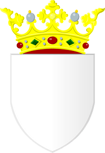 Silver shield with golden crown 3