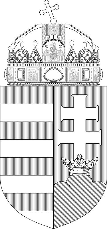 Coat of arms of Hungary (1915-1918, 1919-1946, 1990; monochrome)