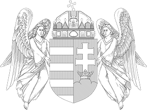 Coat of arms of Hungary (1915-1918, 1919-1946; angels; monochrome)