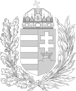 Coat of arms of Hungary (1915-1918, 1919-1946; oak and olive branches; monochrome)