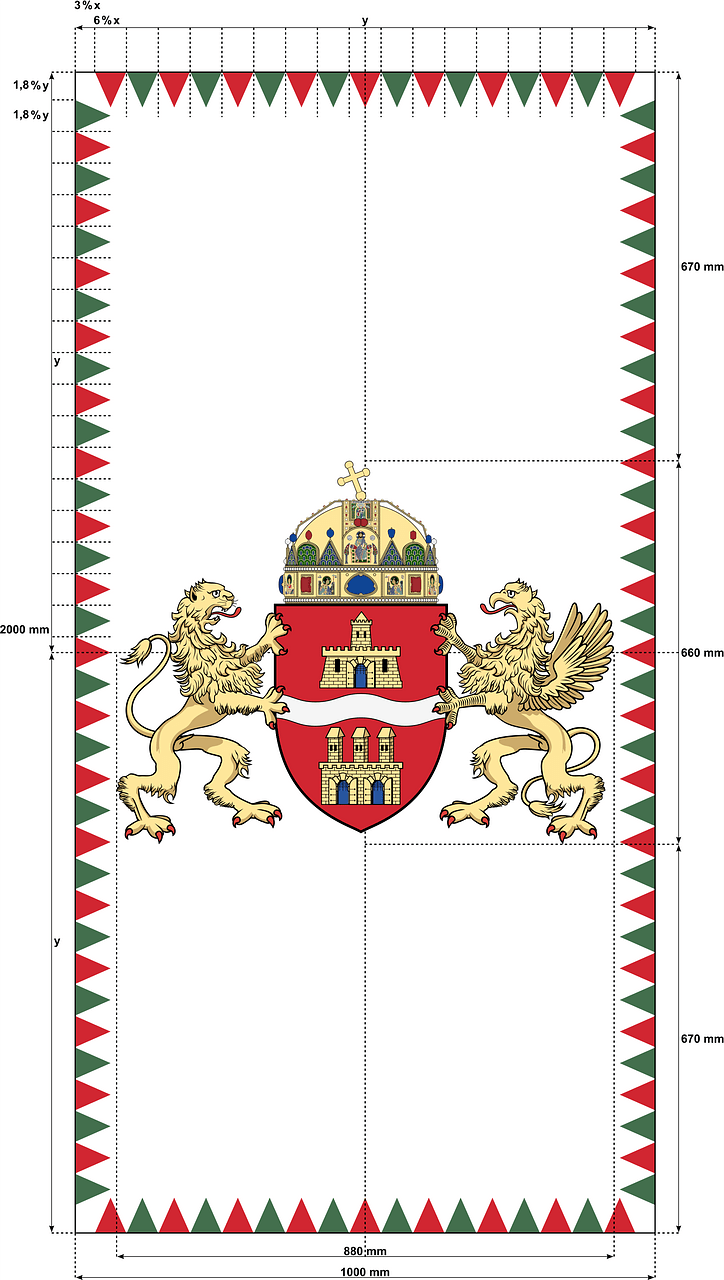 Flag of Budapest (2011; vertical; construction sheet)