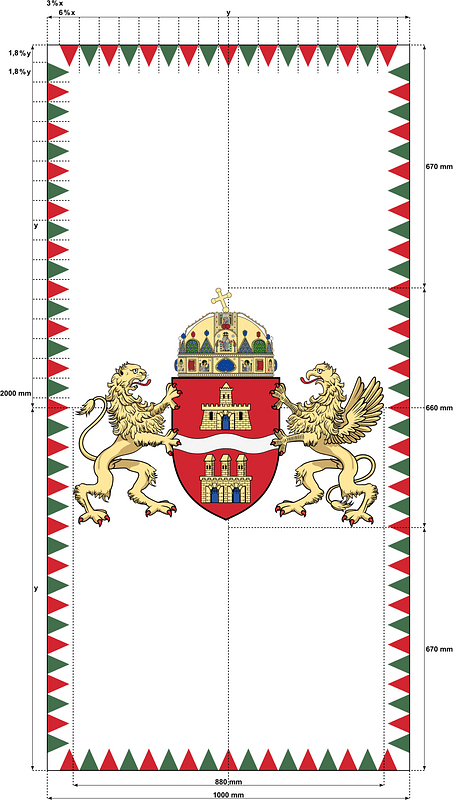 Flag of Budapest (2011; vertical; construction sheet)
