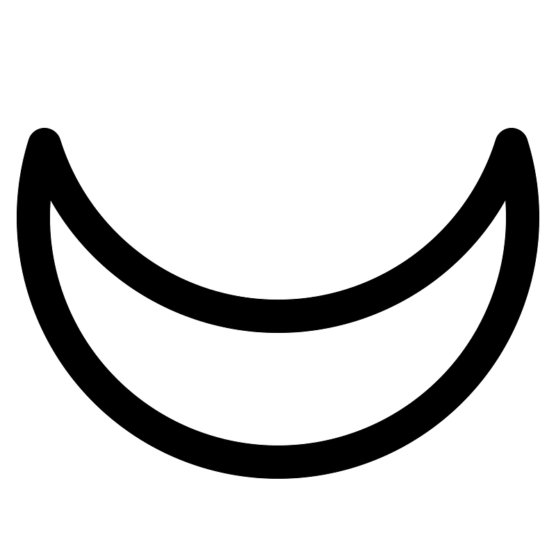 Moon crescent symbol (white, tips upward)