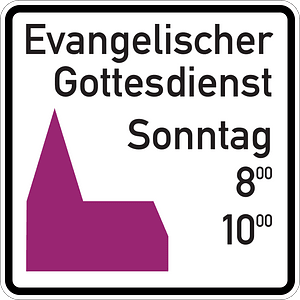 Nichtamtliches Hinweiszeichen - Evangelischer Gottesdienst, Ausführung seit 1982