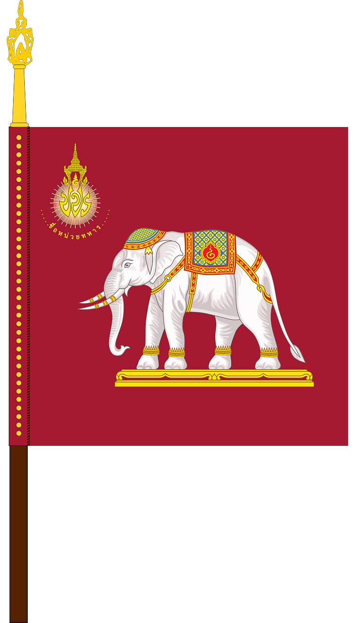 Royal Siamese Army Unit Colours (King Rama VII) (with staff)