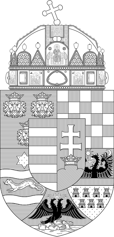 Coat of arms of the Lands of the Holy Hungarian Crown (1896-1915; monochrome)