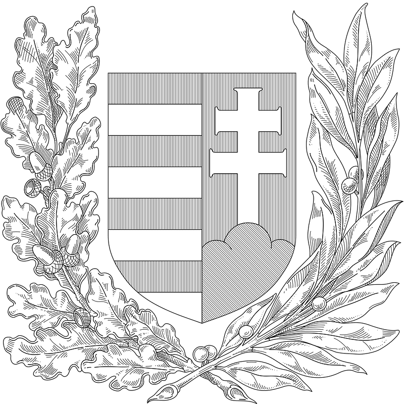 Coat of arms of Hungary (1918-1919; oak and olive branches; monochrome)
