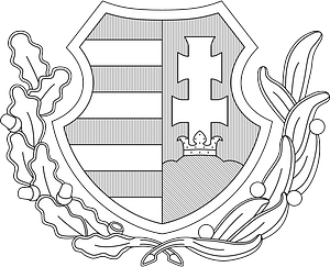 Coat of arms of Hungary (1946-1949, 1956-1957; oak and olive branches; monochrome)