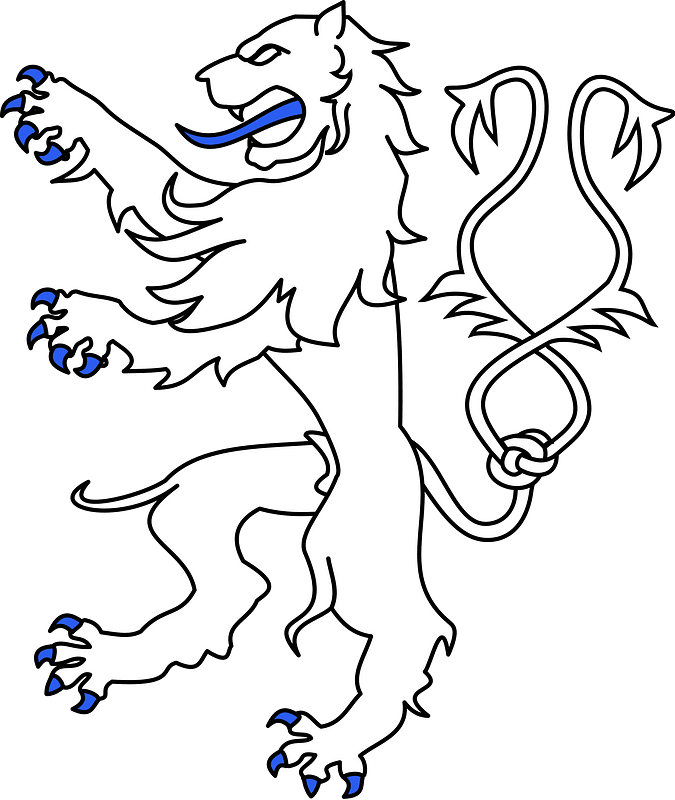Meuble héraldique Lion (queue fourchée nouée sautoir)