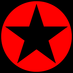 Five Pointed Black Star On Red Circle