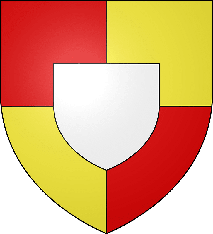 Gabarit blason en pointe écartelé avec écusson