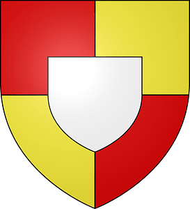 Gabarit blason en pointe écartelé avec écusson