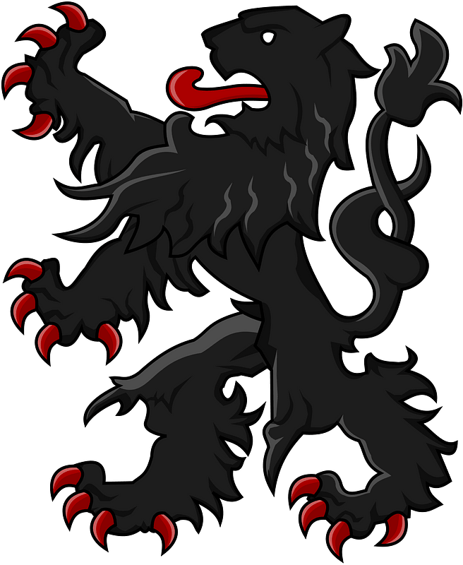 Heraldic Lion Rampant - Sable
