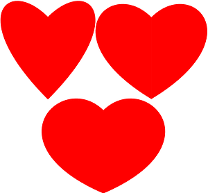 3 SVG hearts bezier