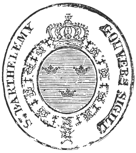 Seal of the Swedish colony of Saint Barthélemy (1784-1877)