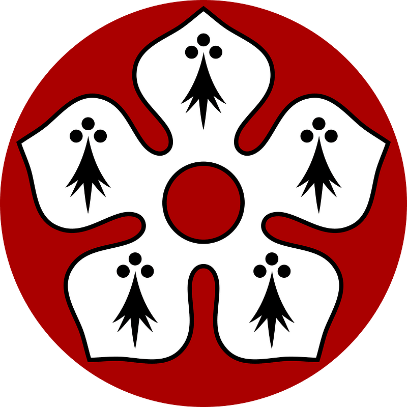 Leicestershire cinquefoil badge on red