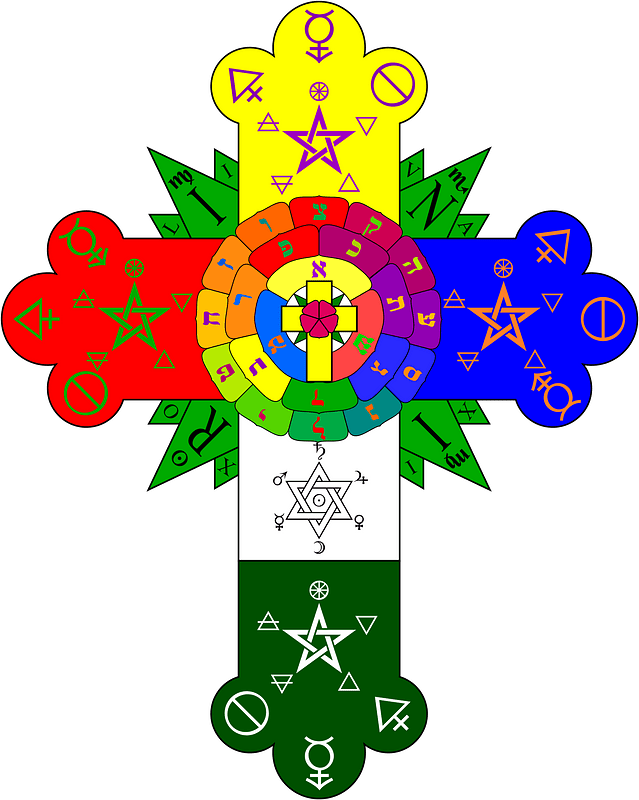 Thelemic Rose Cross Lamen - Thoth Tarot version