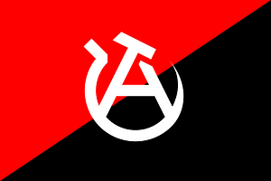 Anarcho-Communist flag with logo