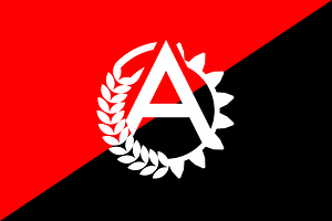 Ancom flag with logo (grain and gear)