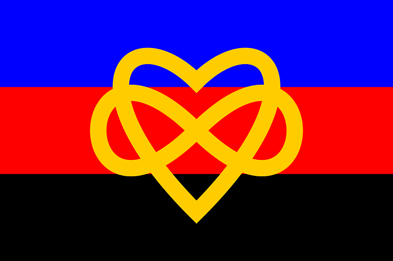 Polyamory flag with infinity heart