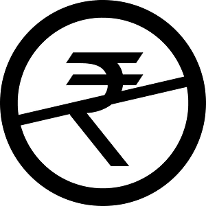 Indian Rupee NO symbol in circle PD version