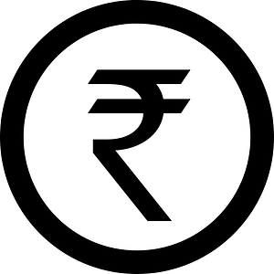 Indian Rupee symbol in circle PD version