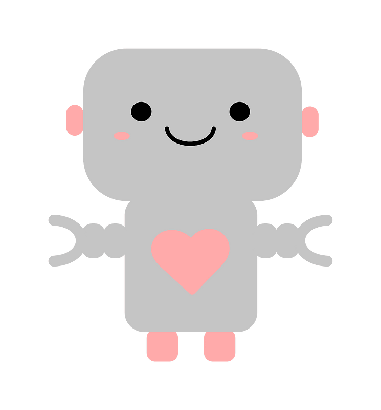 Kawaii robot with heart clipart