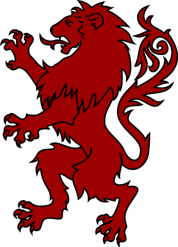 Heraldic Lion Rampant - Red