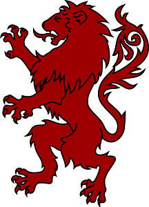 Heraldic Lion Rampant - Red