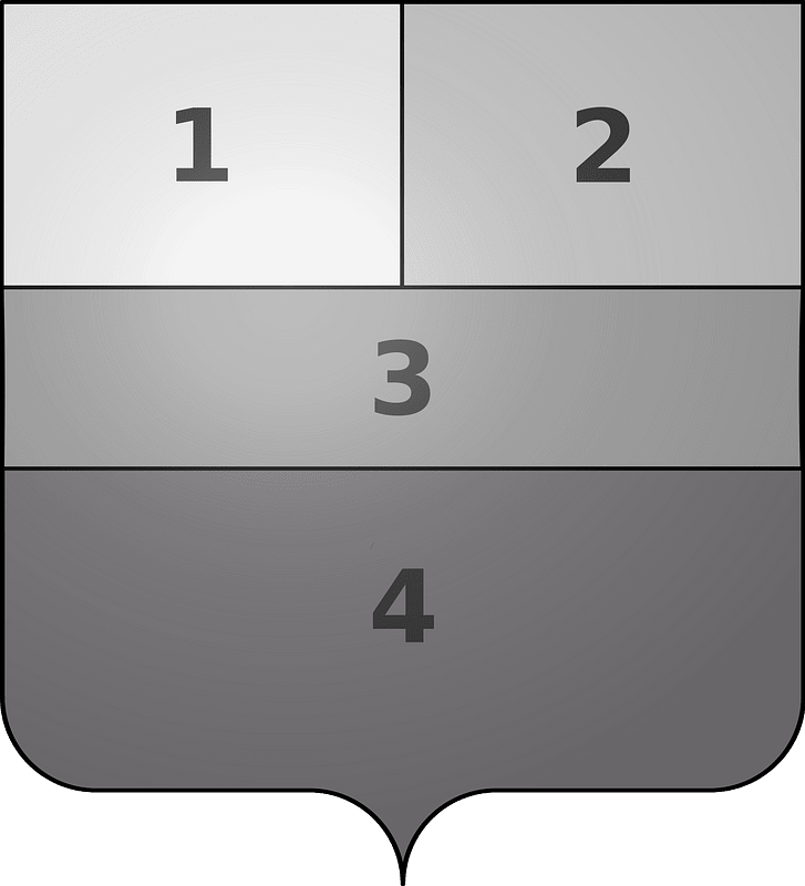 Modern coat of arm - Half party per pale - Party per fess