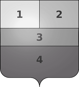 Modern coat of arm - Half party per pale - Party per fess