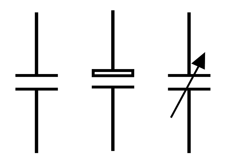 Fixed polarised and variable capacitor