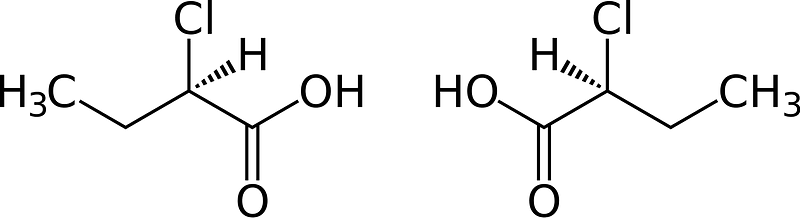 2-Bromobutyric acid Enantiomers Structural Formulae