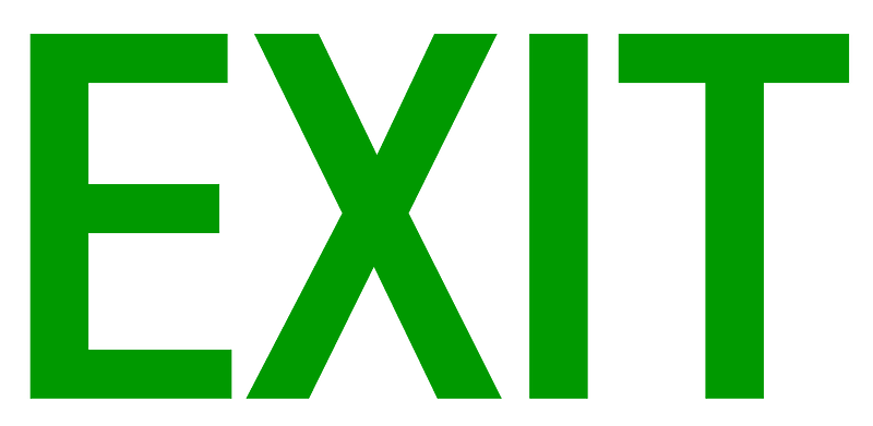 Exit sign text (green)